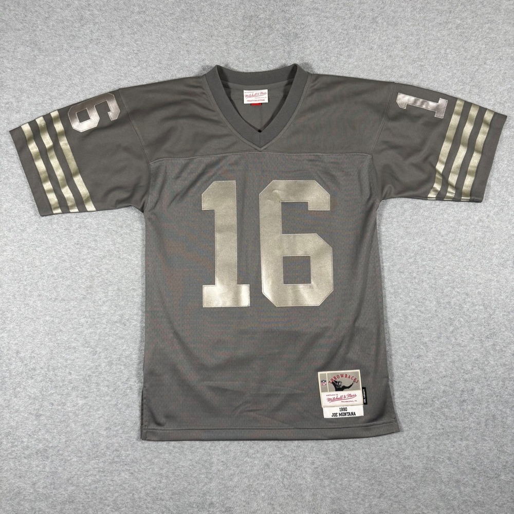 Mitchell & Ness Joe Montana 1990 Jersey Mens Small Grey Gold 49ers NFL Throwback